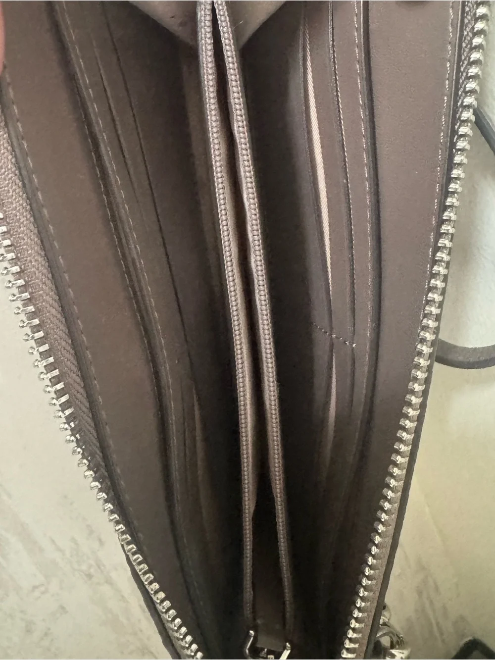 Kate Spade Taupe Pebble Leather Crossbody Wallet